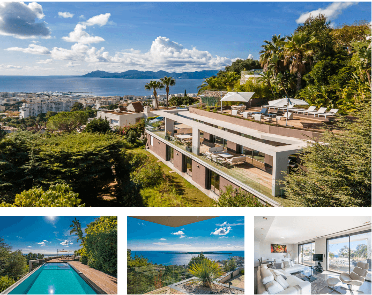 Cannes Californie, Renovated contemporary villa with panoramic sea view.