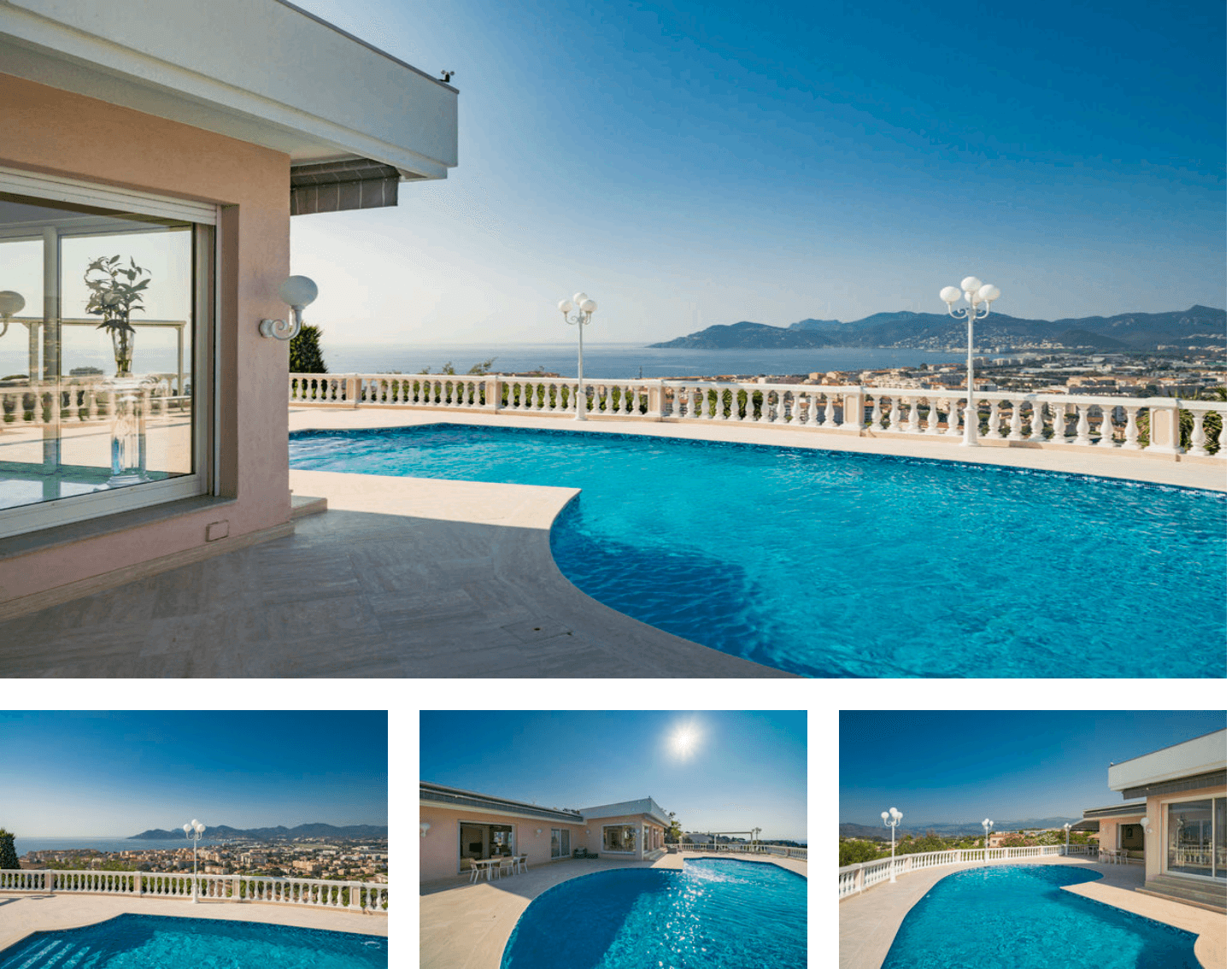 Villa with panoramic sea view in Cannes .
