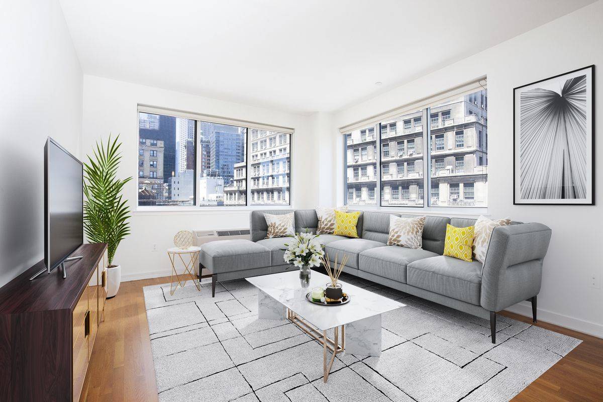 Bright and Spacious 2 Bedroom in Luxury FiDi Building, No Fee!