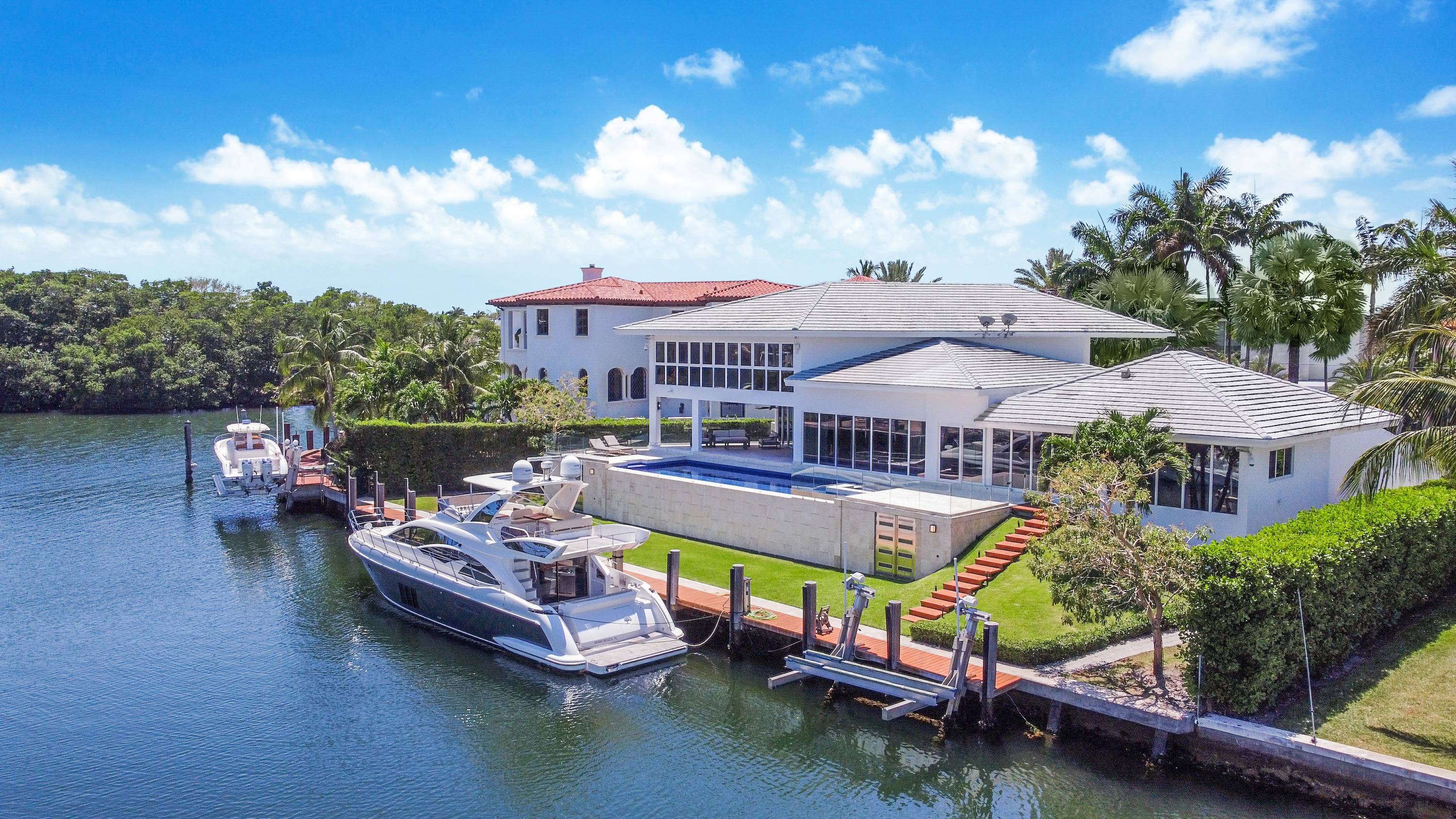 MIAMI'S Gated Neighborhood Mansion | 5 bed 5 bath 3 Car Garage Pool Boat Dock | A total of 8,763 sf | PRICE TO SELL!!