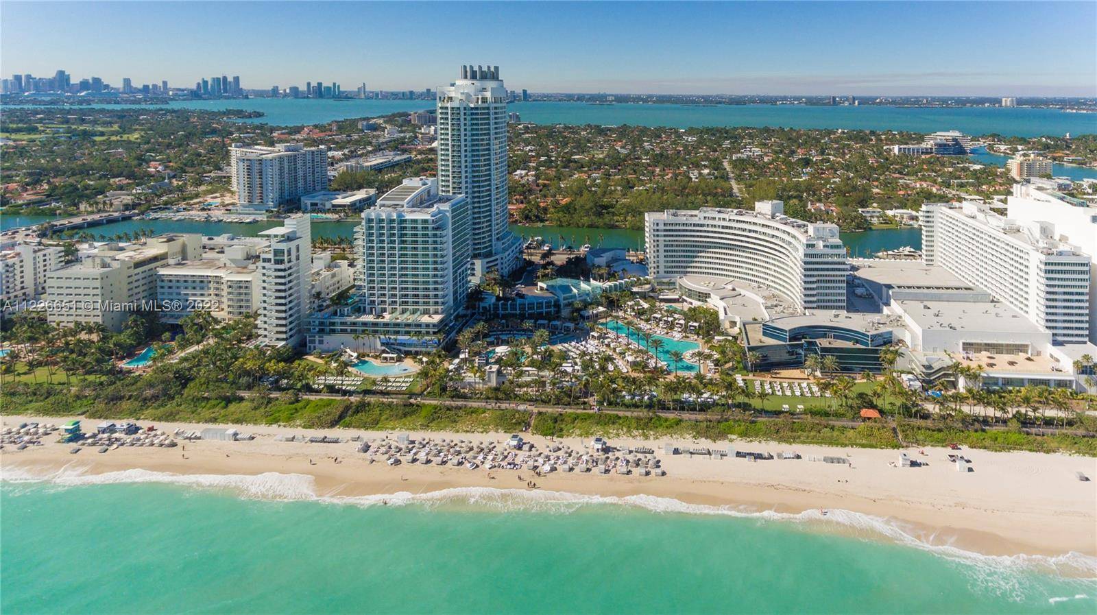 Beautiful 1 bedroom facing southwest with bay, ocean and sunset views at Fontainebleau II.