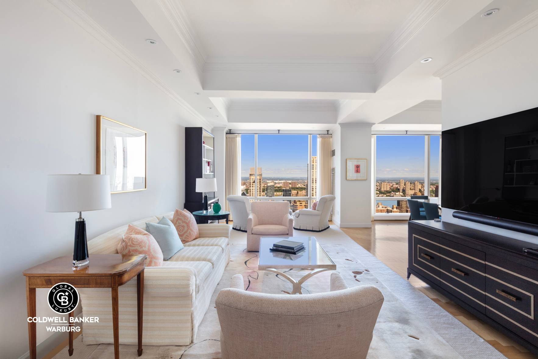 Enjoy sweeping, spectacular Hudson River views from every room in this one of a kind renovated three bedroom, three and a half bath residence situated on the 46th floor of ...
