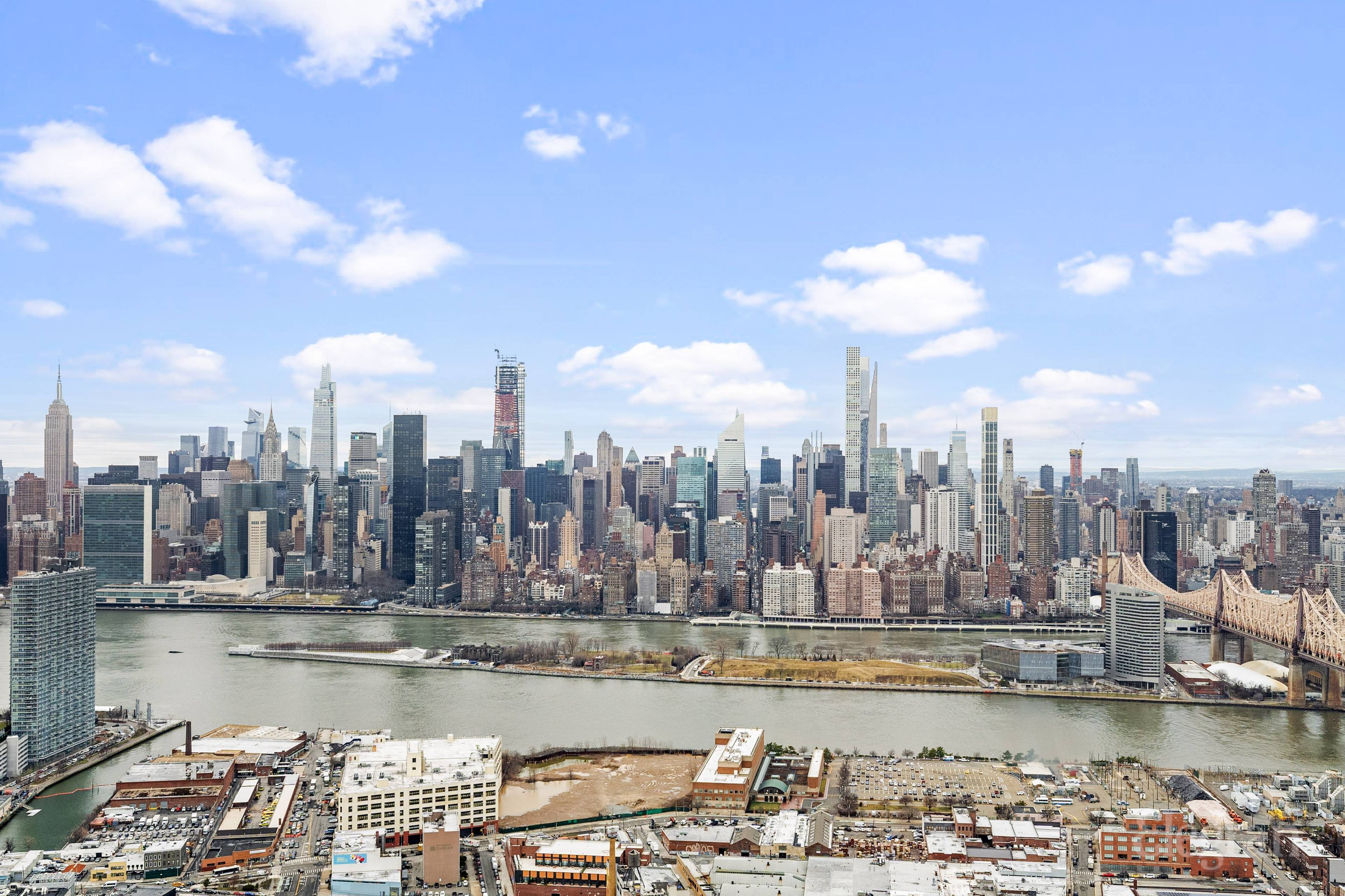 Why Unit 5801 Stunning Panoramic Manhattan Skyline and East River Views throughout every room.