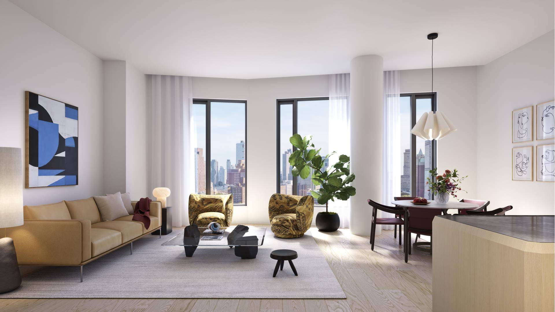 With views of Front Street and the Manhattan Bridge, this 2, 190 SF three bedroom plus, three and a half bathroom residence is the definition of elite living and modern ...