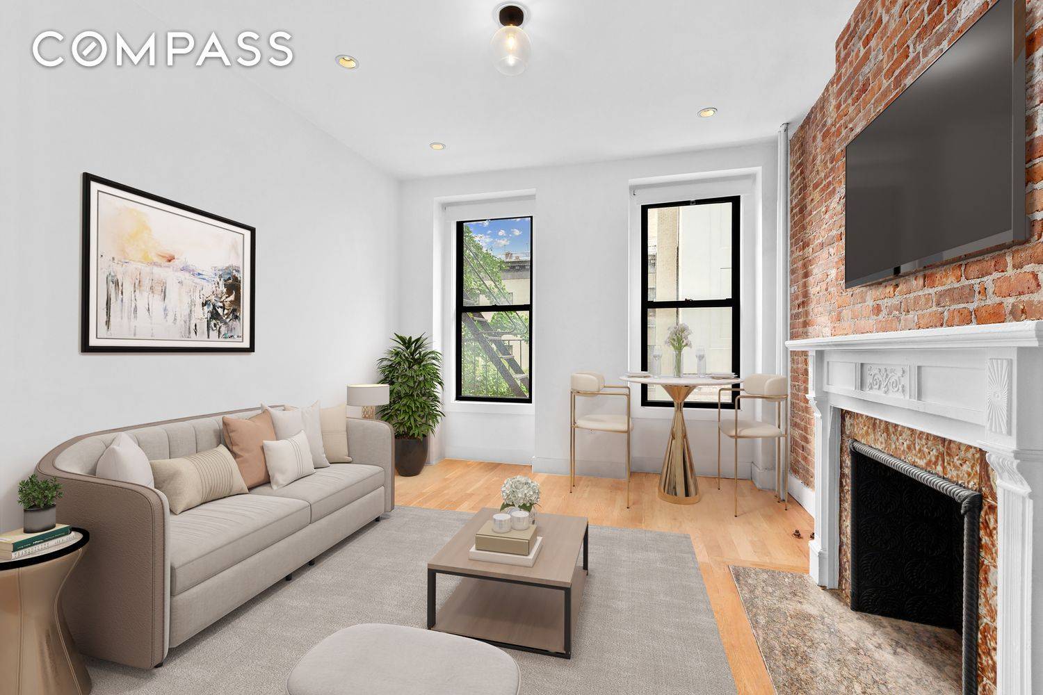 Spacious and beautifully renovated one bedroom on a historic tree lined street with a beautiful fire place in Chelsea.