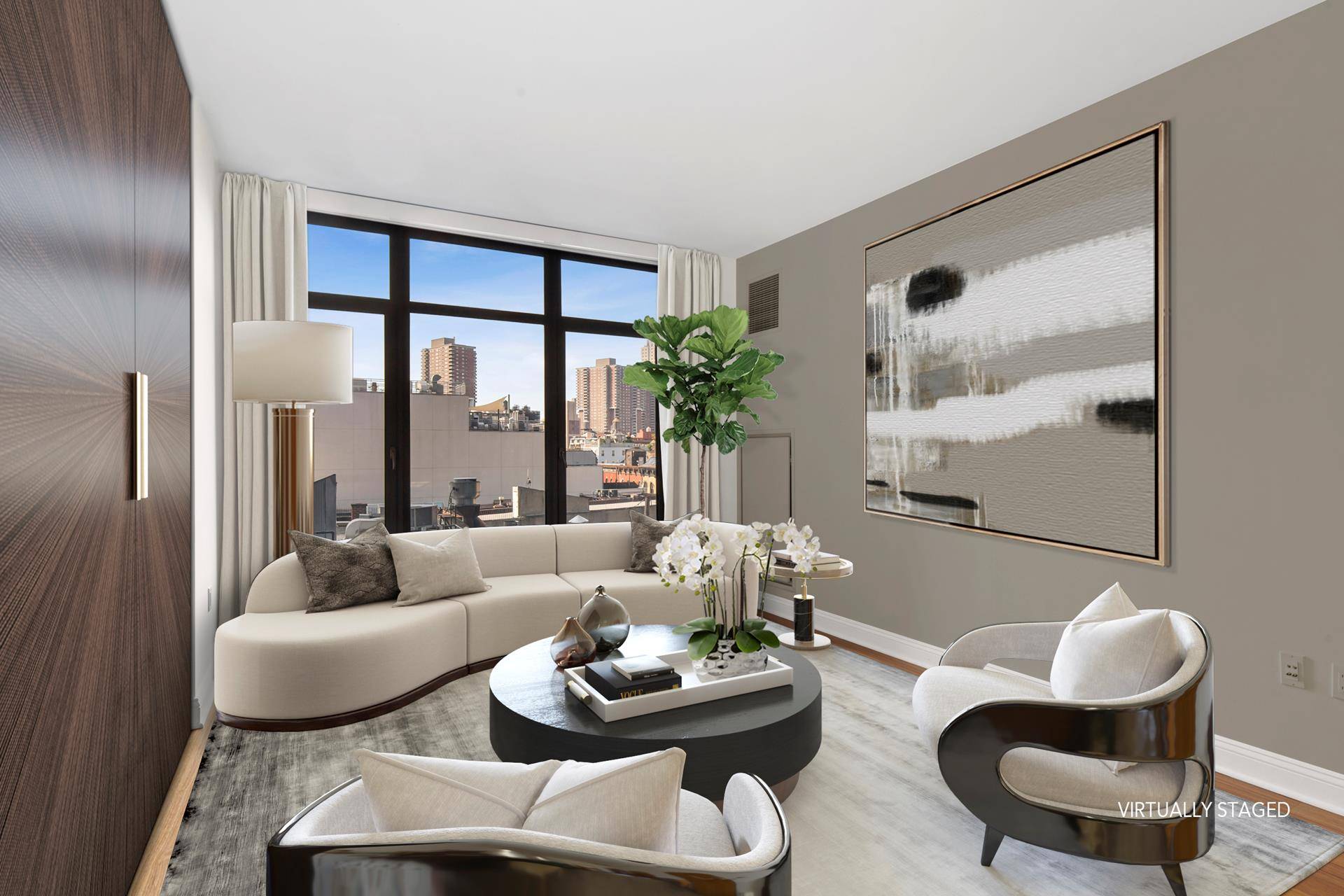 Move right into this large and bright one bedroom home with low monthlies at the full service Tribeca condominium, 57 Reade Street.