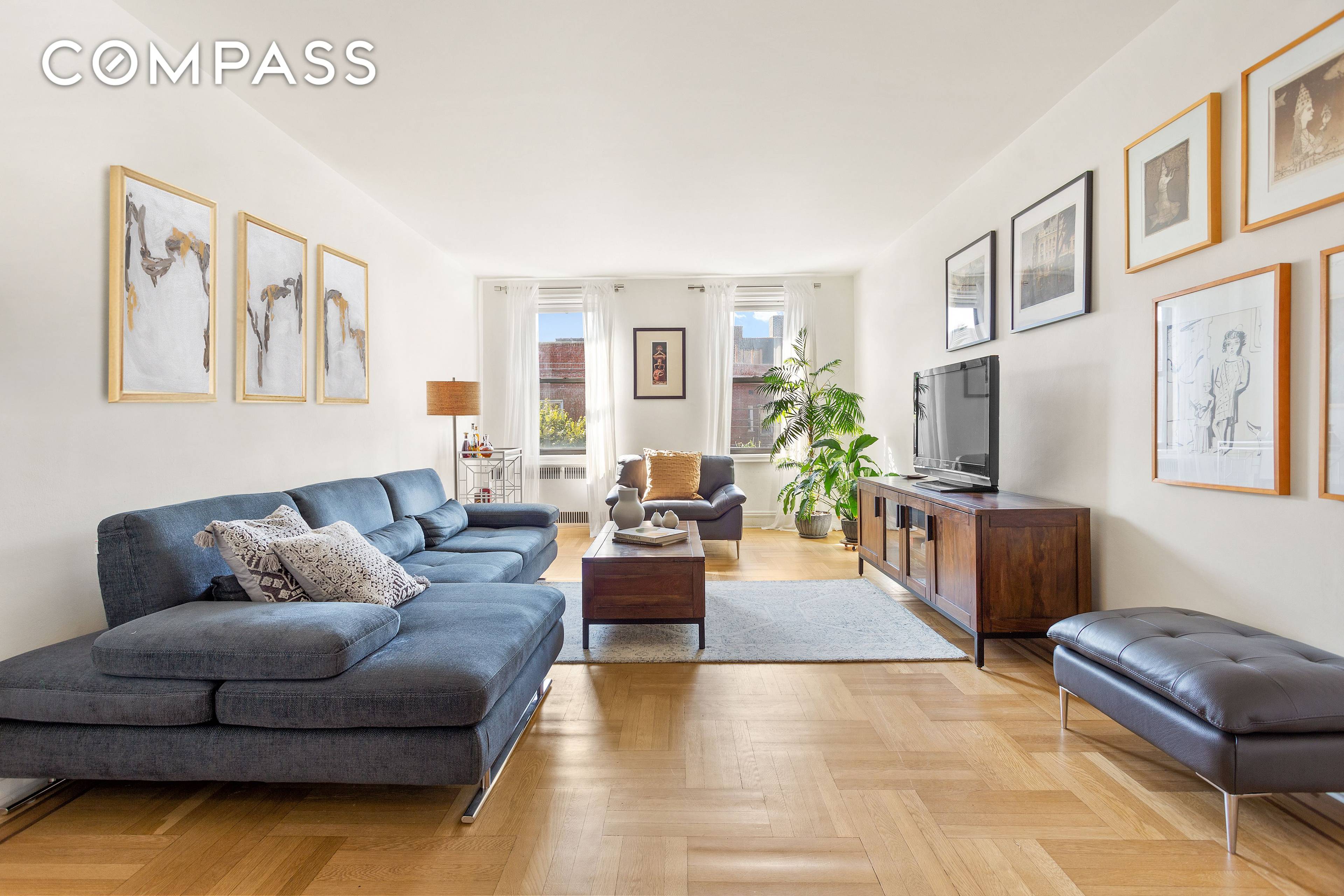 This stunning, sun drenched three bedroom, two bath co op in a gorgeous Windso Terrace Art Deco building two blocks from Prospect Park will make your heart sing.