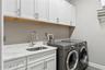 Private Laundry in Primary Suite. Complete with Sink, Cabinets and Drying Racks