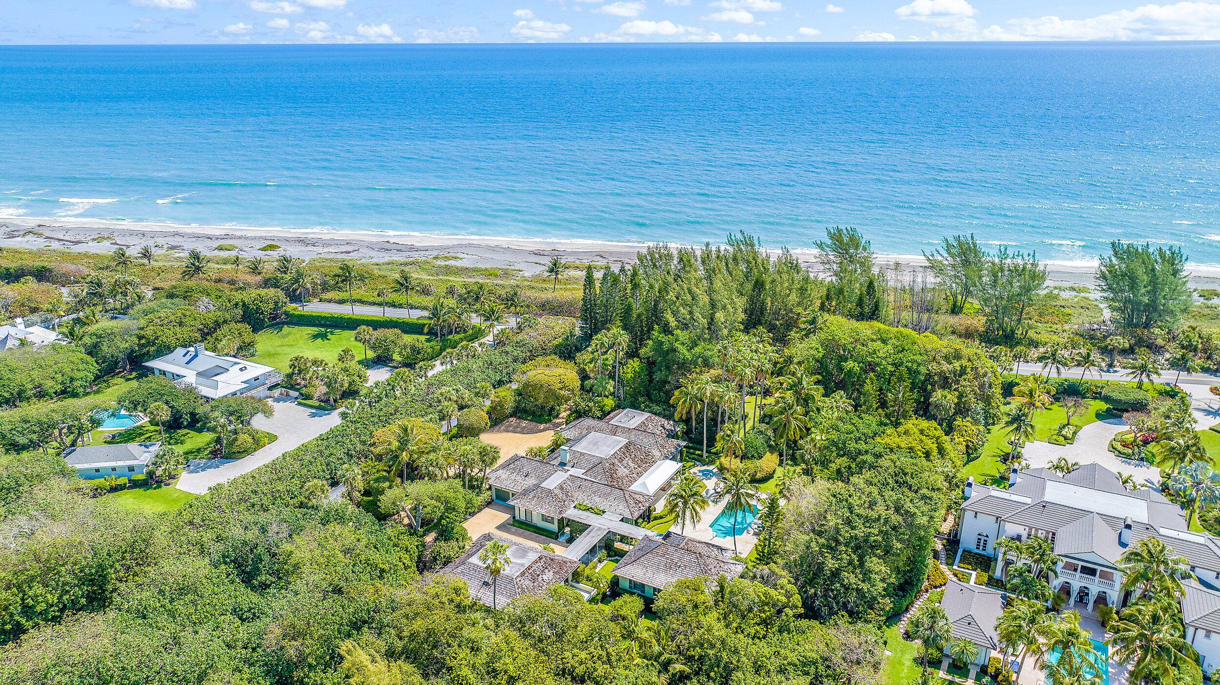 Completely private, furnished oceanfront main house with two guesthouses totaling of 6 bedrooms, each with an ensuite bathroom on 3 acres.