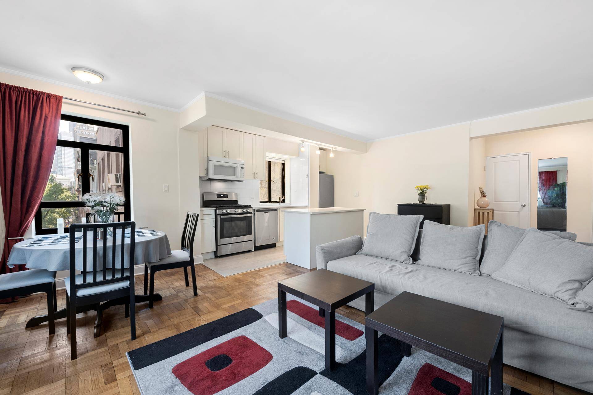 Flooded with Light, this oversized corner one bedroom apartment with multiple views overlooking brownstone Brooklyn's treelined blocks with Views of the city is not to miss.