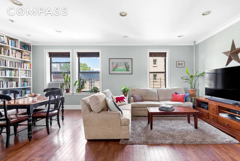 Live across the street from Prospect Park in this large 2 bedroom, 1 bathroom co op apartment in Park Slope.