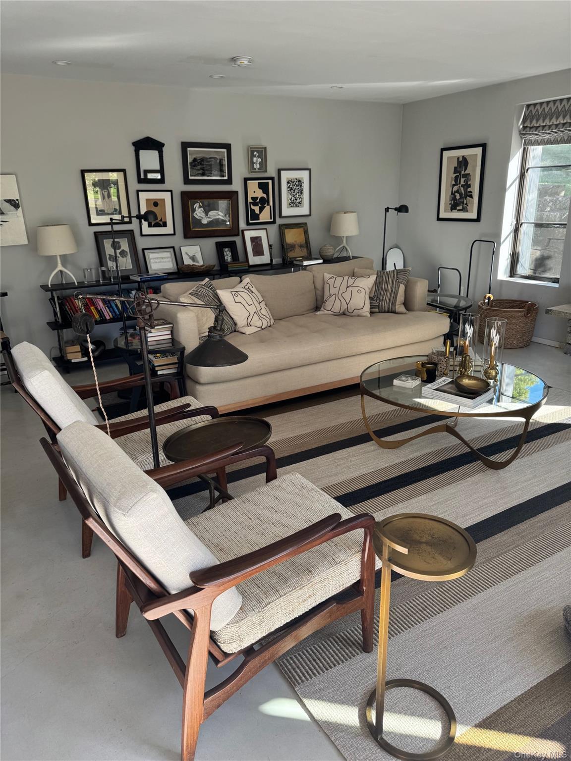 Living area with finished concrete floors