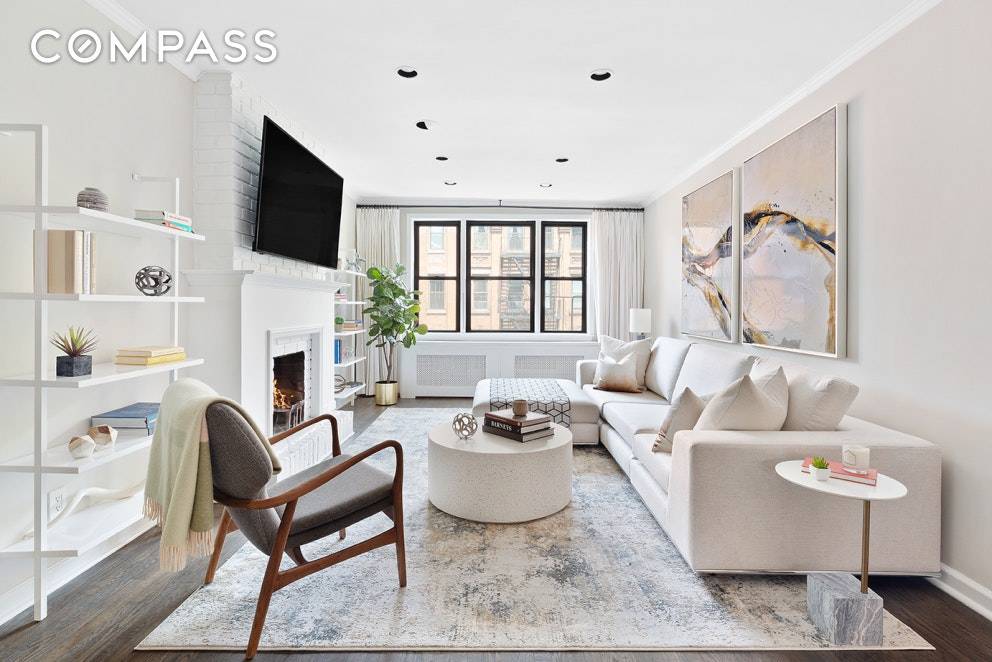 This glamorous one bedroom duplex is located in an intimate pre war co op on the border of Chelsea and the West Village.