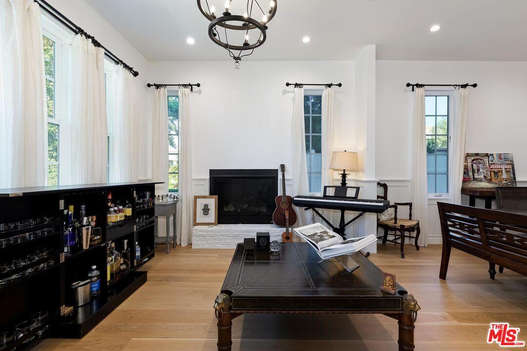 Living room area fireplace