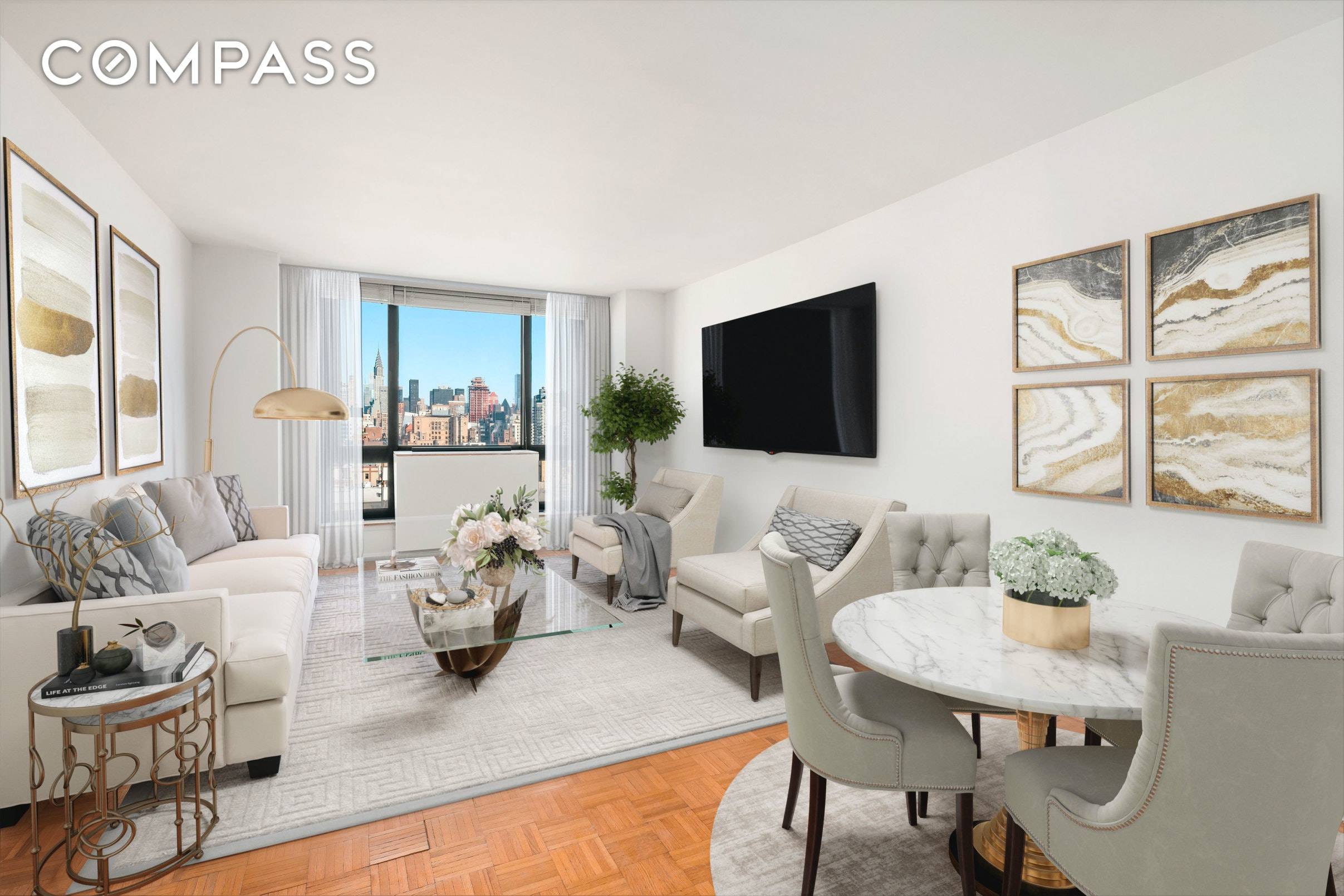 Sprawling one bedroom with unimpeded northern views, generous closet space, and renovated, open kitchen in full service, luxury building off of iconic Irving Place.