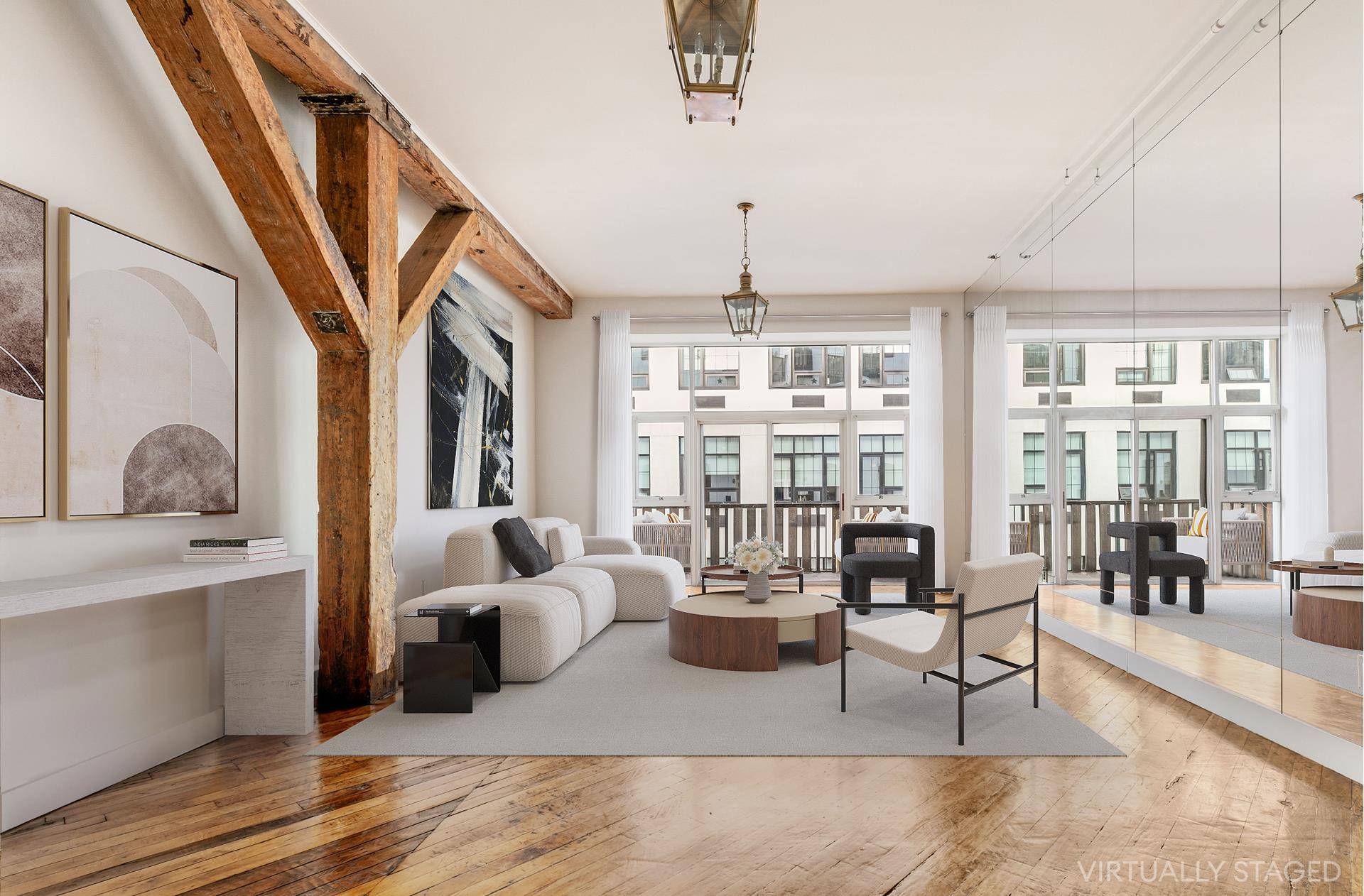 This remarkable and authentic loft residence, nestled within the highly sought after Mill Building, offers an expansive living space of approximately 1750 square feet, brimming with timeless charm.