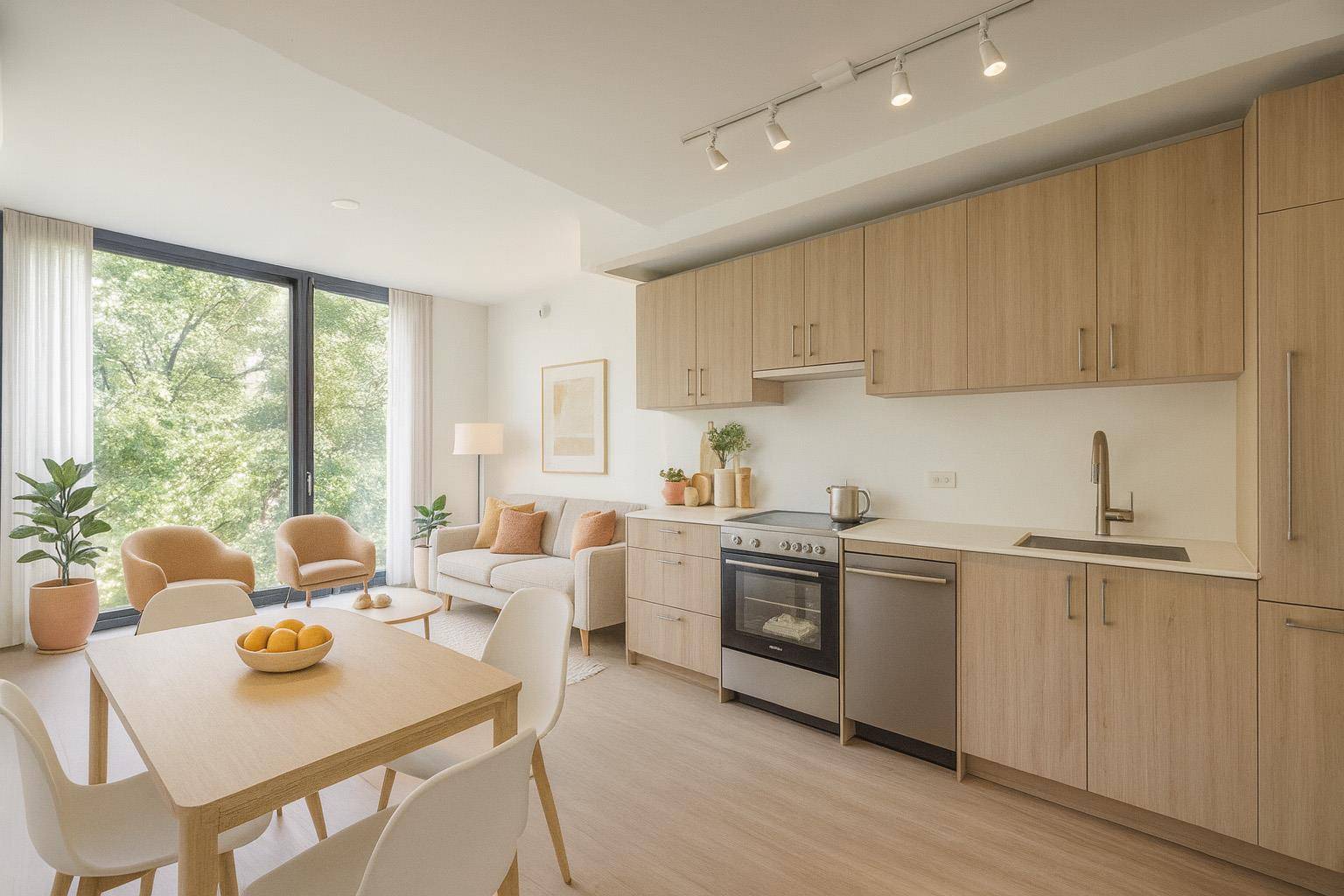 Residence 4 1 Bedroom, 1 BathroomThis thoughtfully designed one bedroom residence blends comfort and functionality with a modern aesthetic.