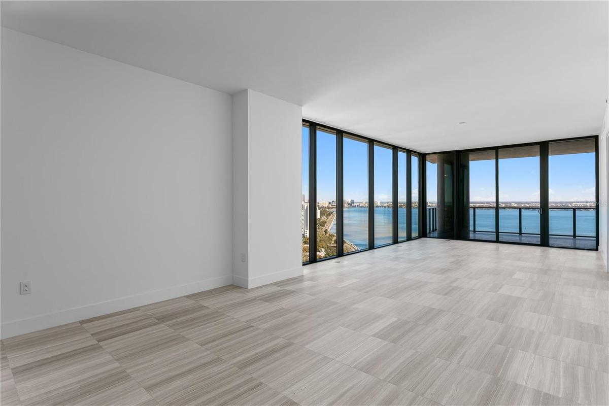 Living Room with stunning Bay views