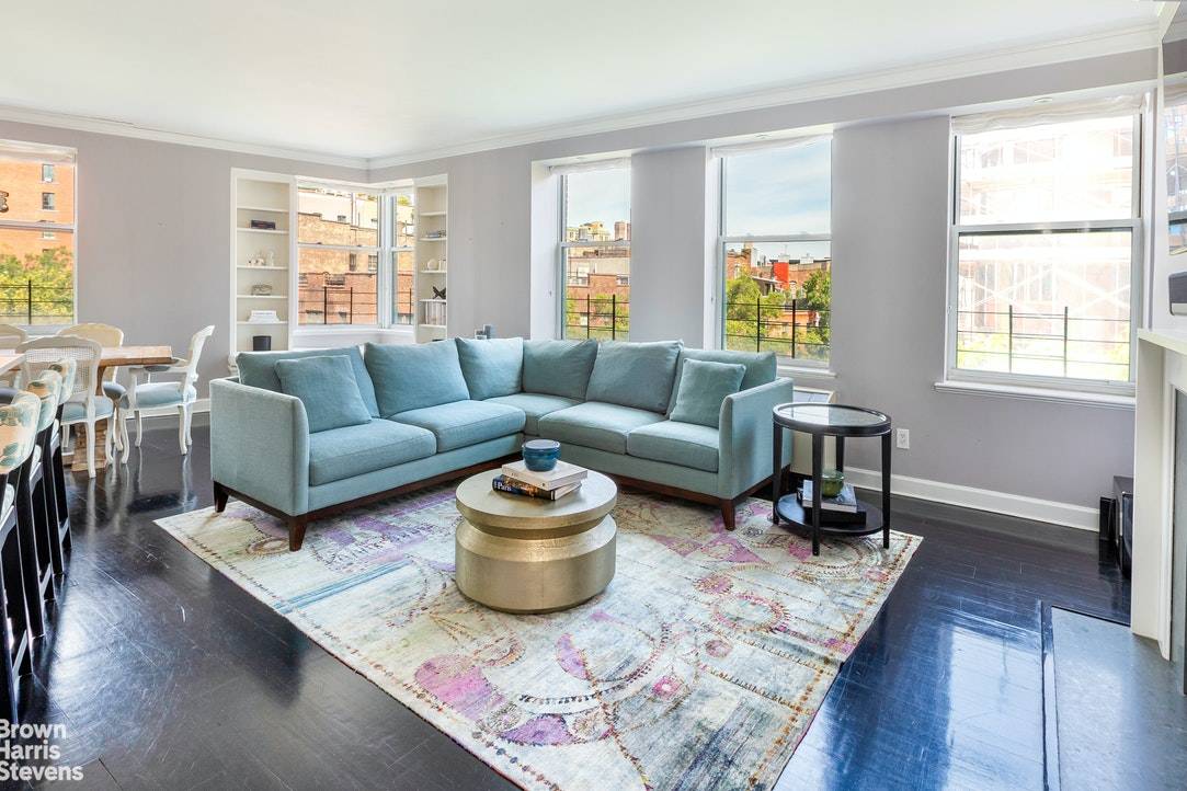 Classic, West Village views from every window of this luxurious, light filled two bedroom, two bath home at the corner of Hudson and Charles Streets.
