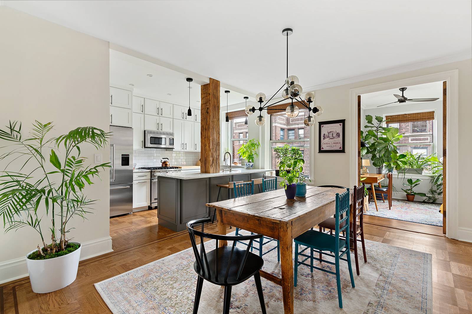 Spectacular, rarely seen, 2 Bedroom coop with a sunroom that easily converts to an office or den is available in the prewar Laburnum Court in Jackson Heights.
