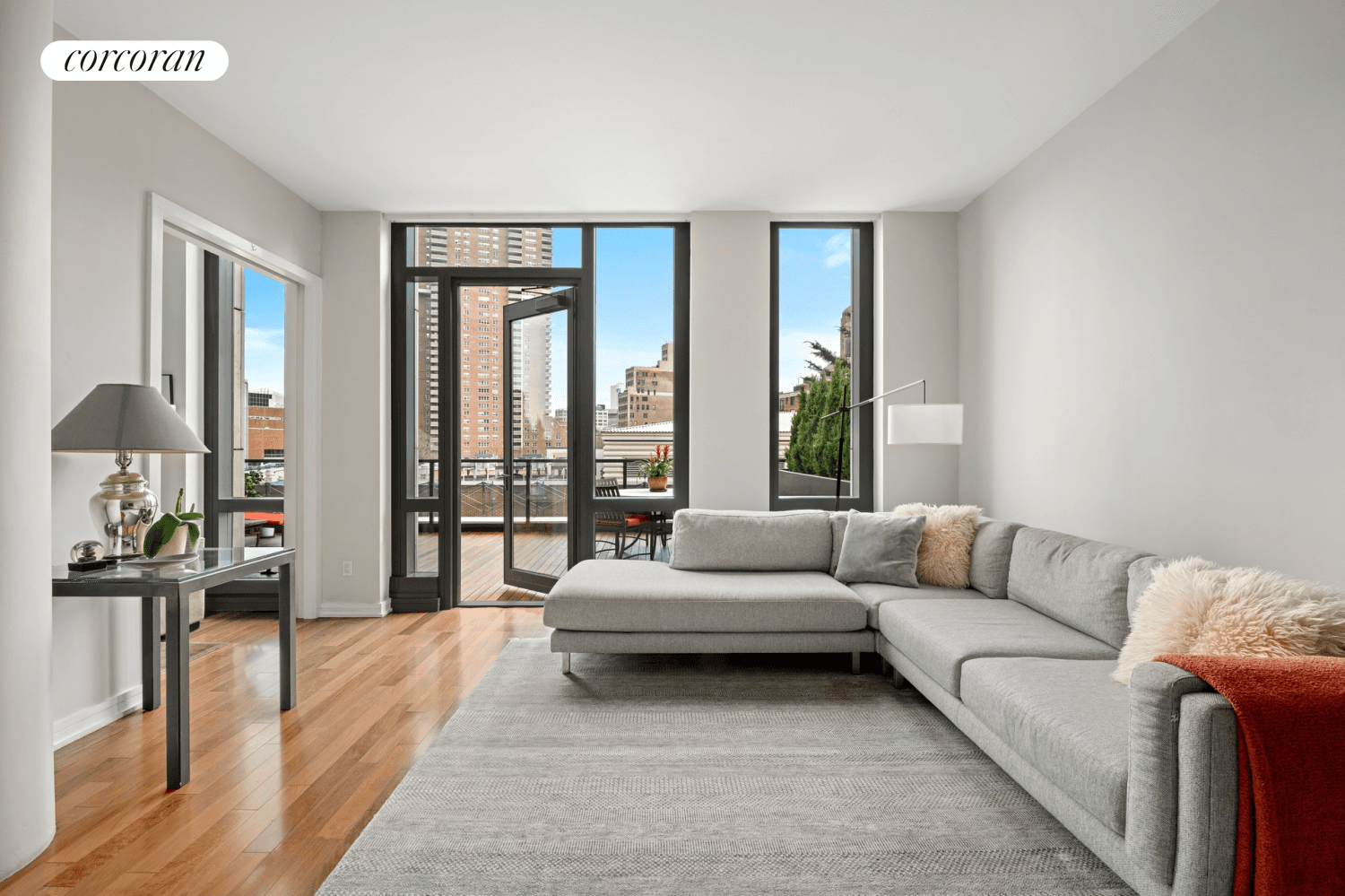 Townhouse like proportions meet luxury condominium convenience in this designer three bedroom, three bathroom duplex in one of Tribeca's most sought after full service buildings.
