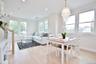 Dining space featuring light wood-type flooring, stairs, healthy amount of natural light, and recessed lighting