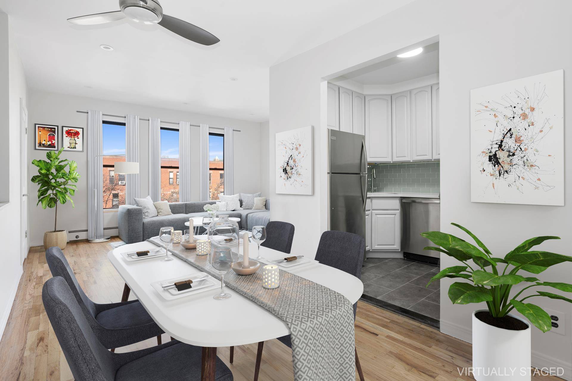 Rarely do you get the opportunity to live in an expansive 2 Bedroom 1 bath condominium that stretches across the entire floor of a three unit townhouse with Manhattan views ...