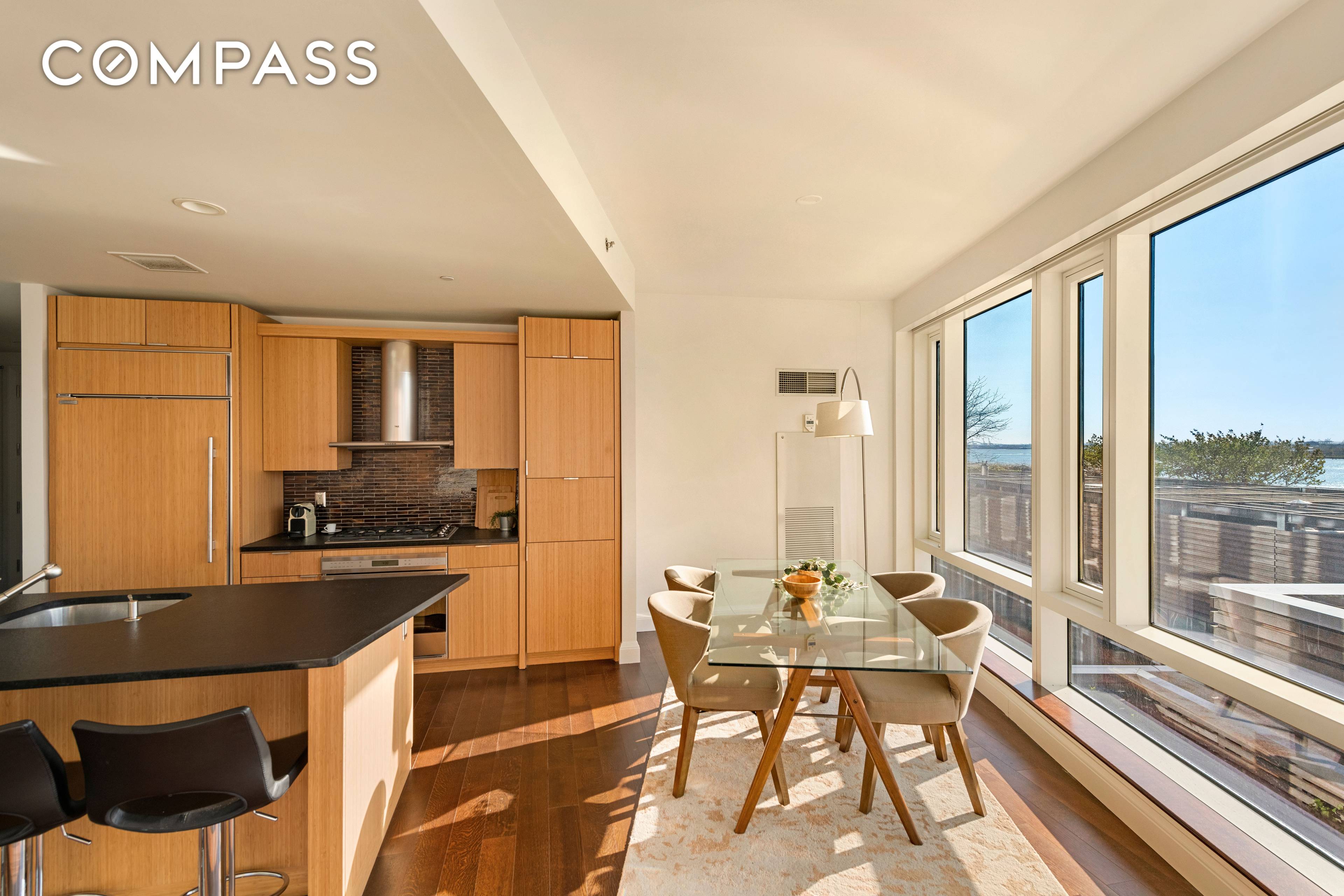 Stunning Hudson River views set the backdrop of this impressively large corner 2 bedroom home at the Platinum LEED certified, award winning Visionaire Condominium.