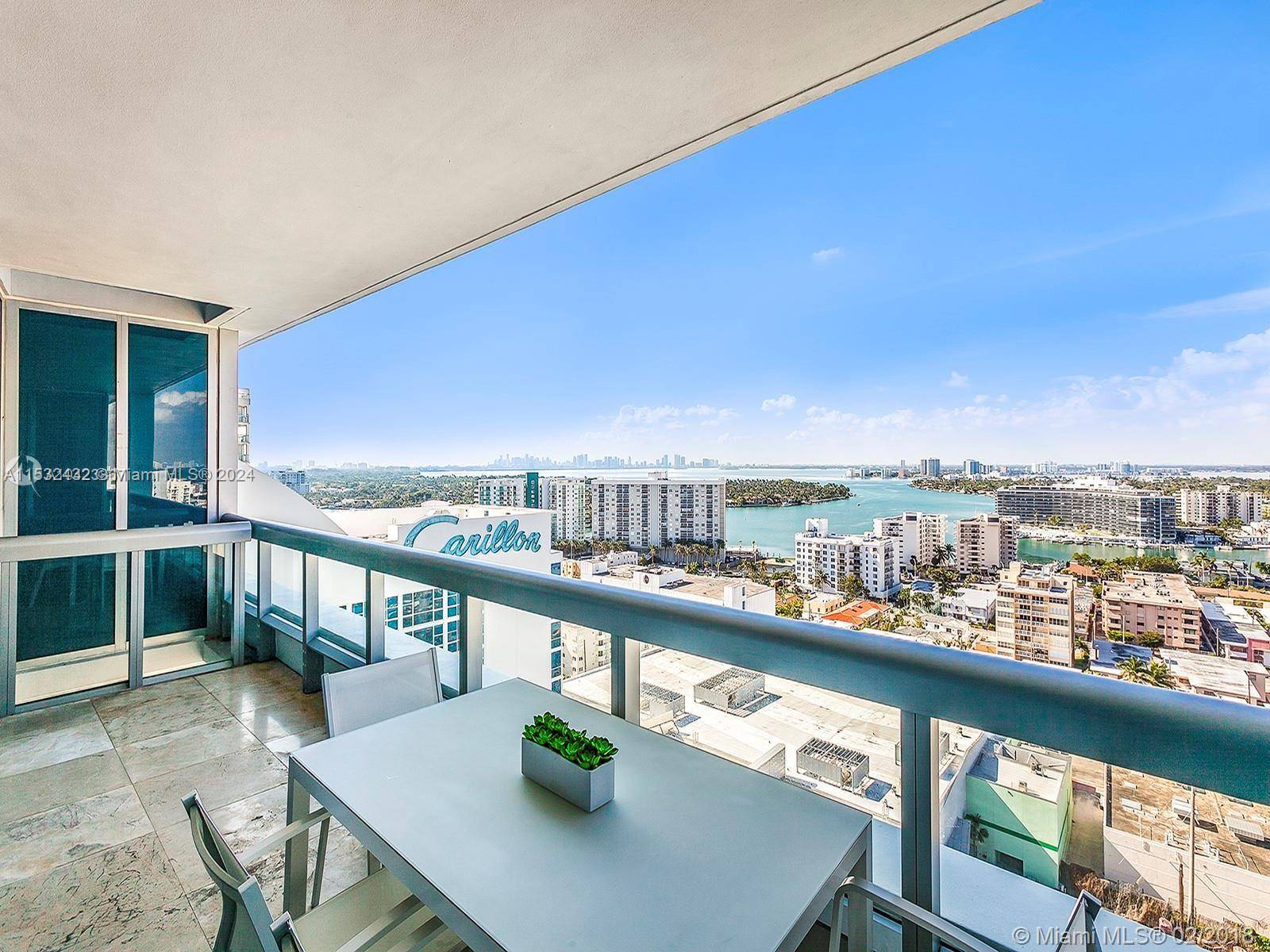 Stunning west facing views from high floor furnished turnkey unit in prestigious North Tower of Carillon Miami Wellness Resort, a premier oceanfront luxury property.