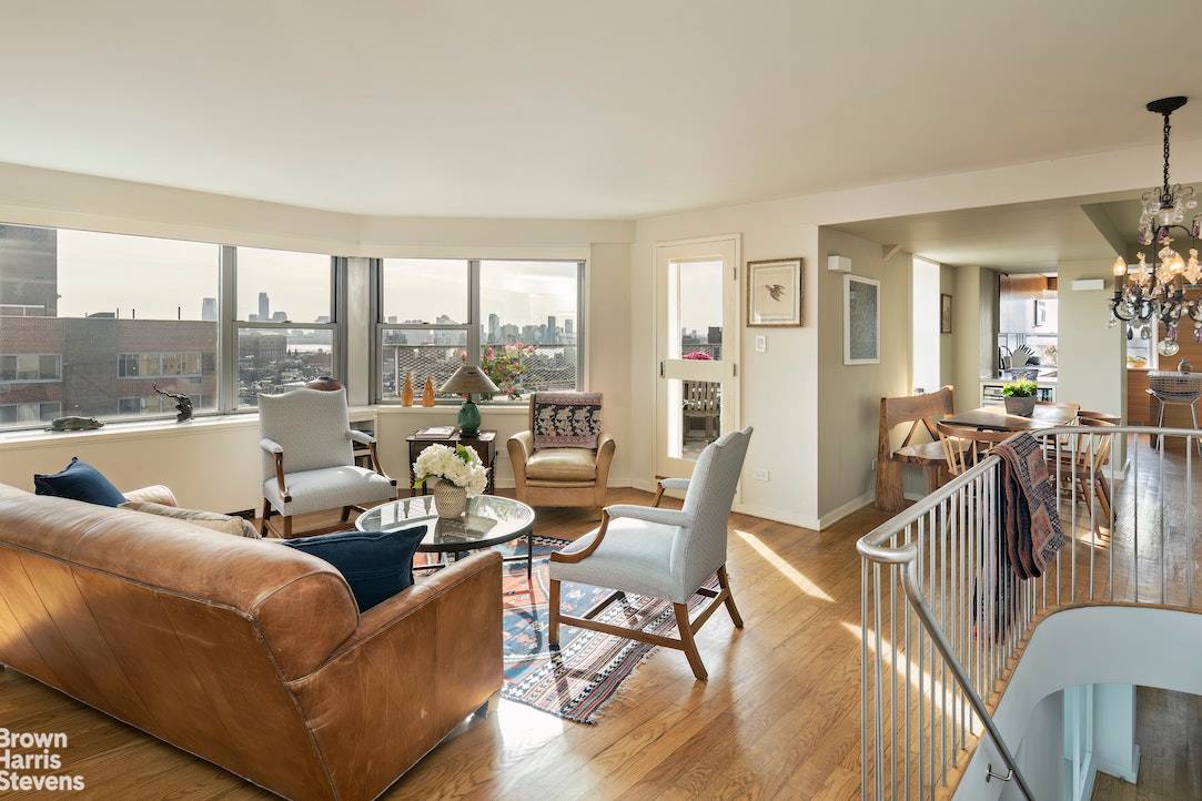 This stunning duplex PH on the 20th and 21st floors has 6 rooms 3 terraces and panoramic views overlooking Greenwich Village and beyond from every room.