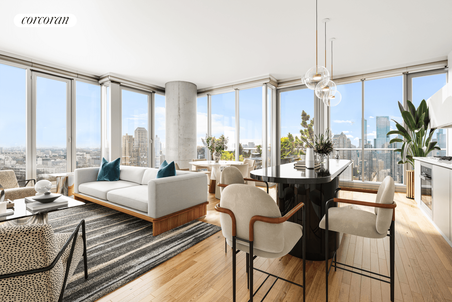 Virtually Staged Apartment 23AEast at 56 Leonard Street Three Bedrooms Three Bathrooms Over 2, 200 SqFt of interior space Facing North and East, this residence is newly refinished and offers ...