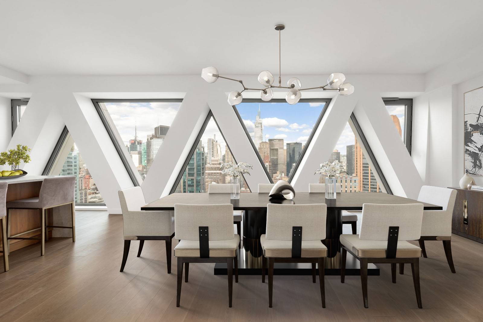 A blend of crisp, contemporary form with carefully considered function, the penthouse at 30 East 31st Street represents the pinnacle of quintessential Manhattan living.