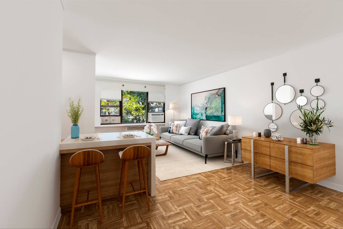 Introducing apartment 2 A, a bright and zen alcove studio with garden views featuring an original enclosed kitchen, that can turn into an open kitchen, and offers three large closets, ...