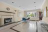 Fireplace and large bay window in the kitchen