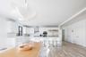 Dining space with light wood-style flooring, recessed lighting, and baseboards