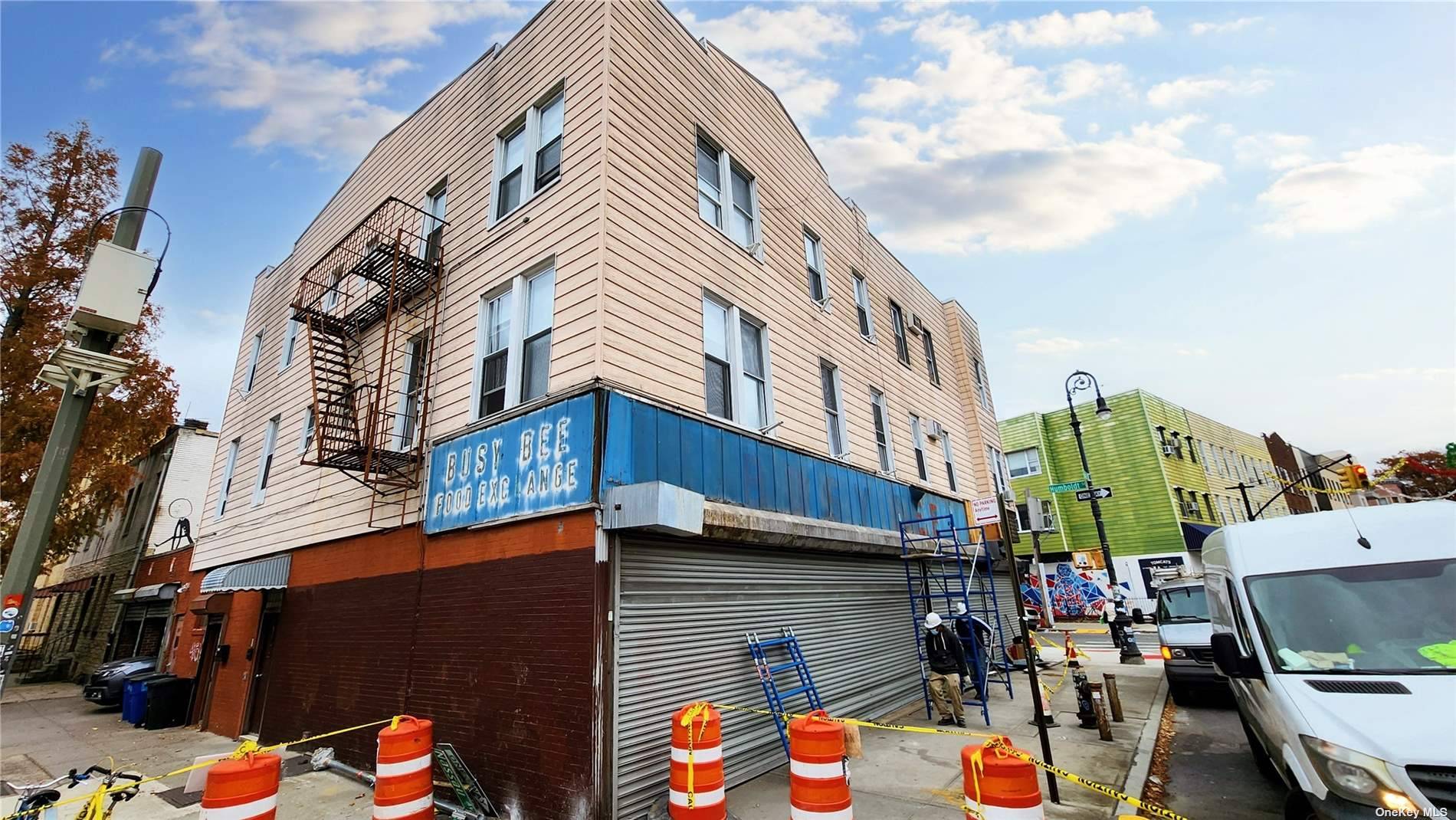 Retail space for rent at a prime Greenpoint location with a three corner frontage totaling over 190 linear feet.