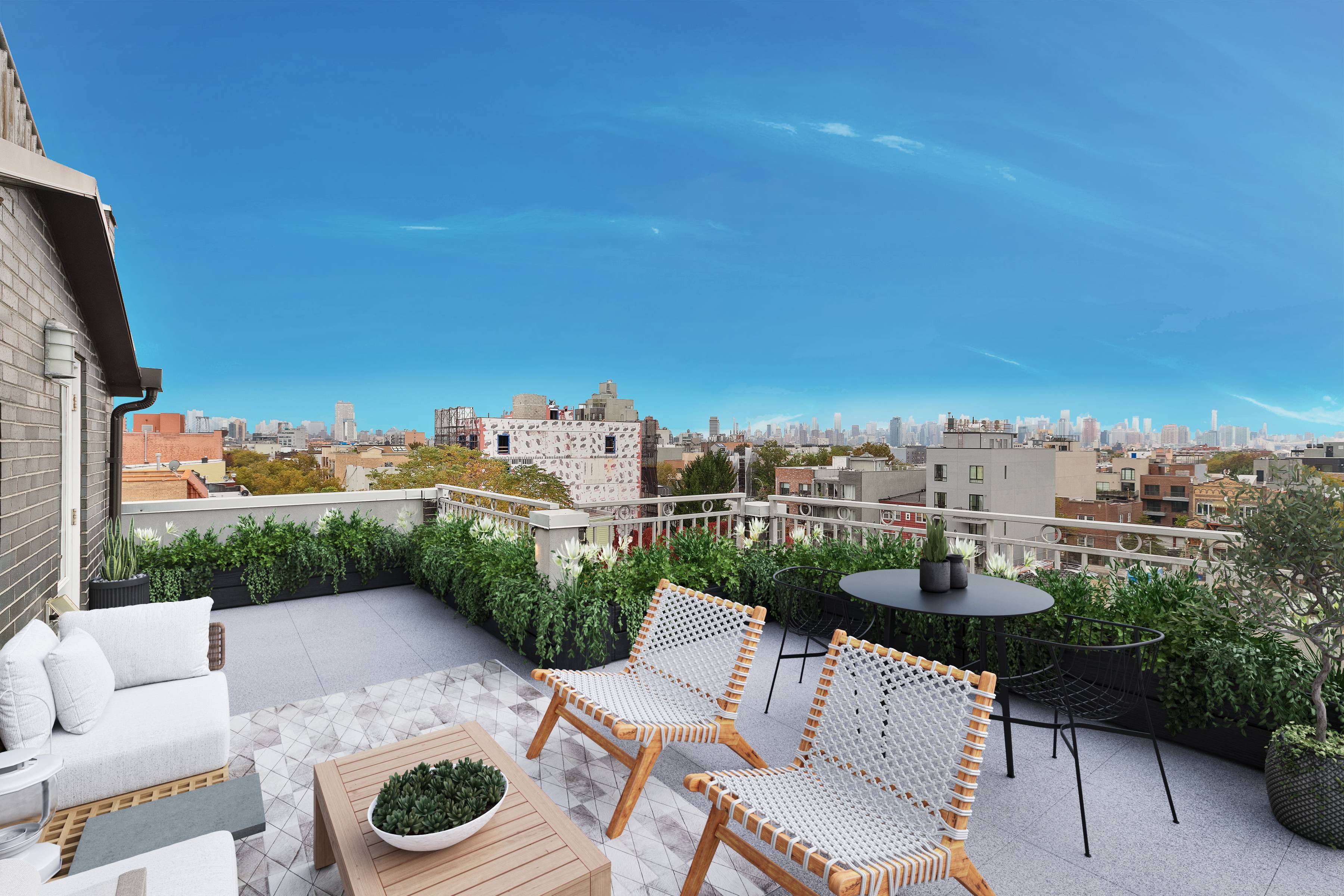 Back on the market ! Live on top of it all and soar above other surrounding buildings with direct Manhattan skyline views from your own Private Roof Deck !