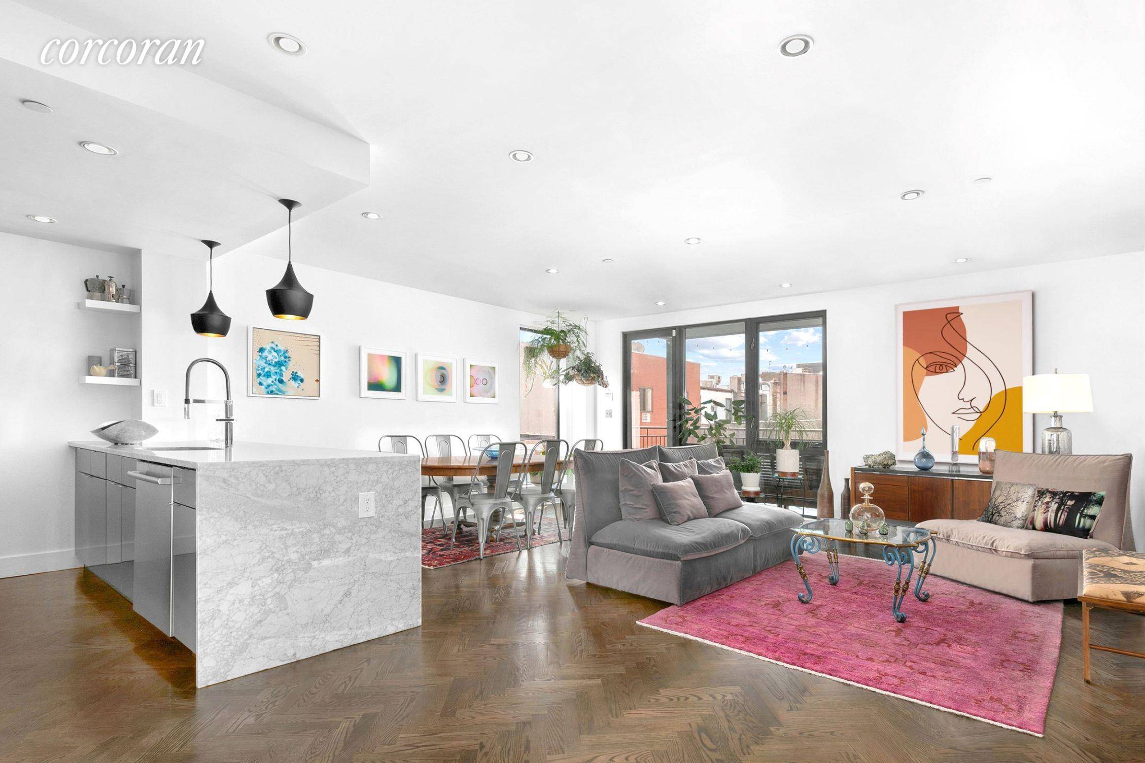 Welcome to 245 Manhattan Avenue 3B, an expansive two bedroom, two bath condo spanning half of a floor of a chic boutique elevator building in prime Williamsburg.