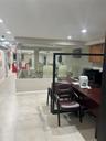 Office area with recessed lighting