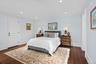 Bedroom with recessed lighting and dark wood-type flooring