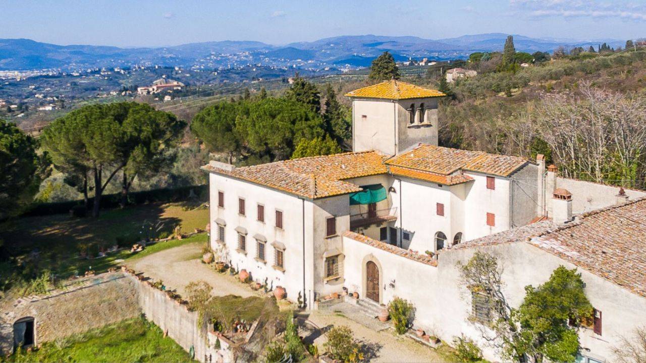 Tuscan villa with private well, gardens and outbuildings for sale in beautiful spot nearby Florence