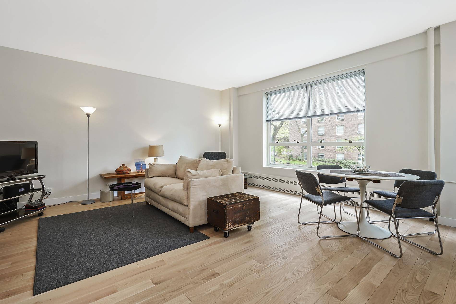 This bright and sunny 2 bed 1 bath co op in Morningside Gardens features brand new solid oak hardwood floors, 9 ft ceilings, oversized windows and 9 spacious closets.