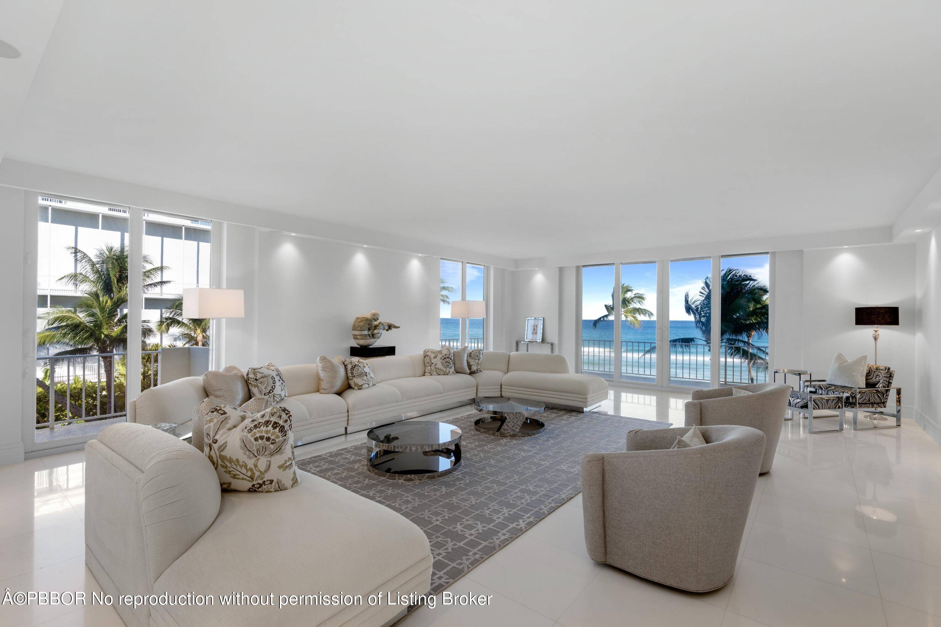 Stunning 4000 oceanfront residence in the prestigious Kirkland House, a 20 unit boutique building located on the corner of iconic Worth Avenue.