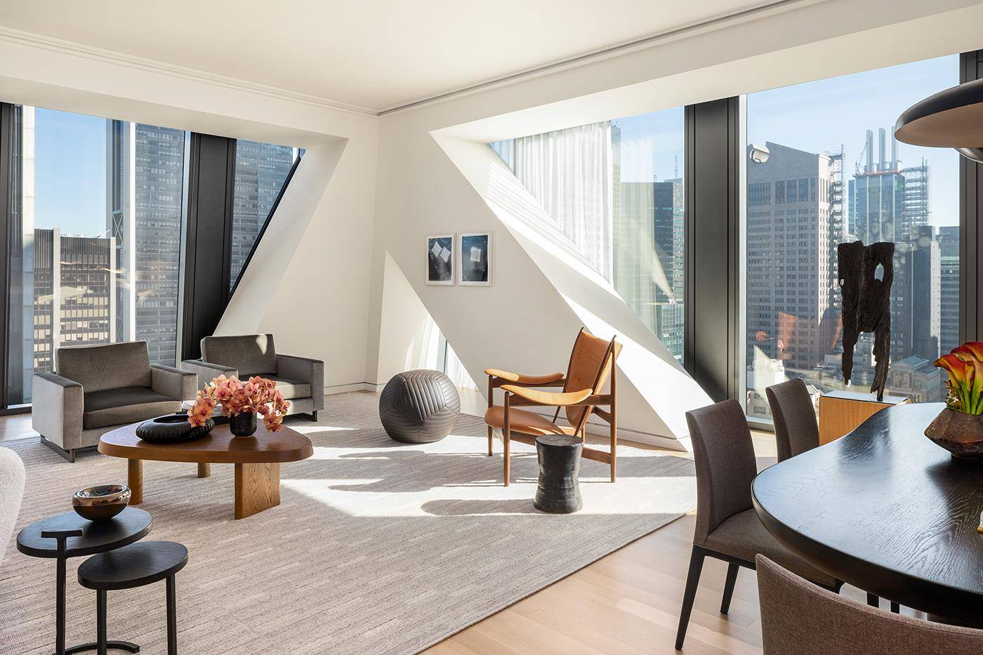 Balancing grand scale living with the intimate feeling of home, Residence 31A at 53 West 53 comprises 3, 558 square feet, offering three bedrooms, three and a half bathrooms, and ...