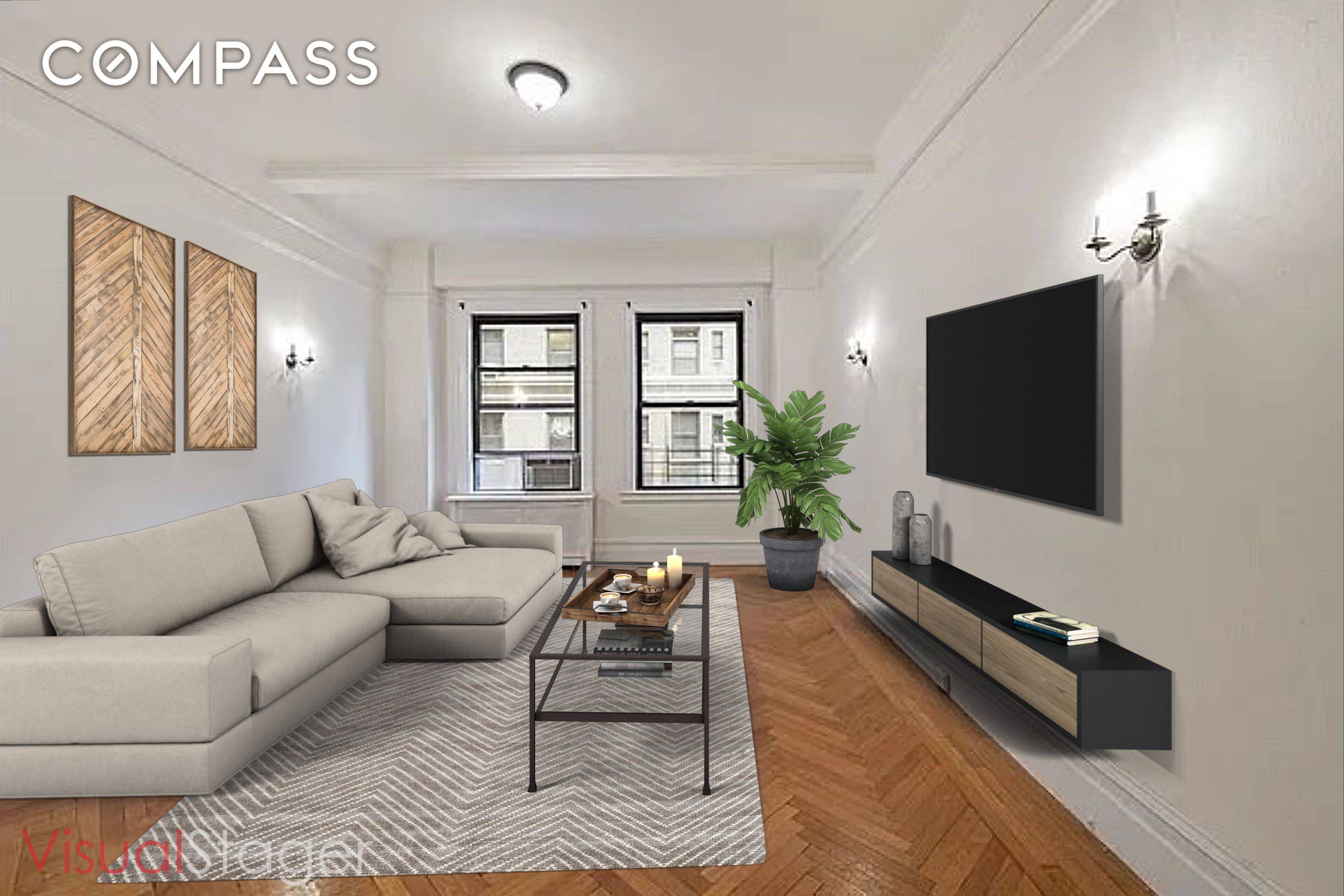 Spacious two bedroom condo rental with the potential of a third bedroom on the Upper West Side.