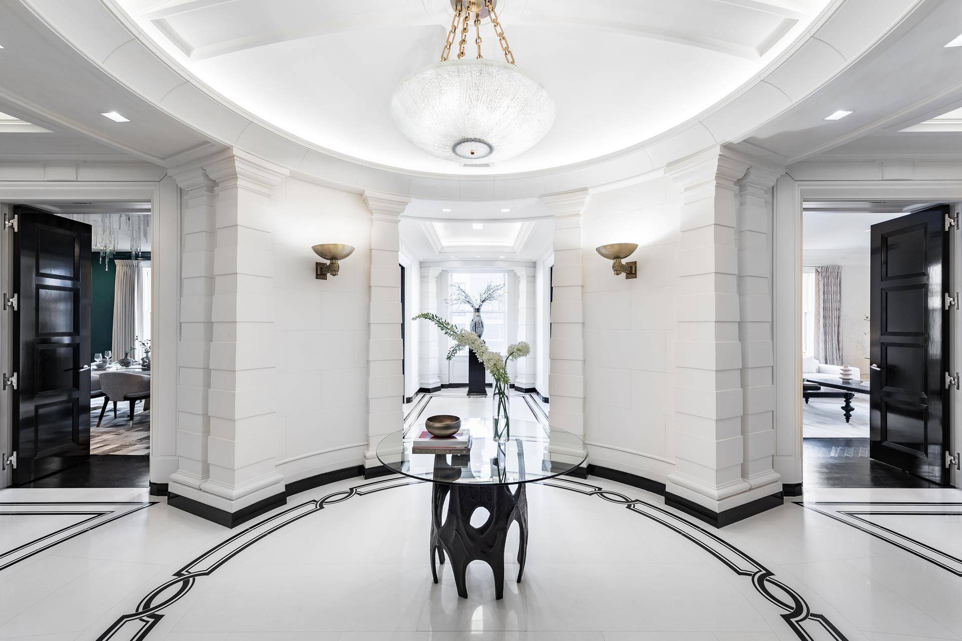 This lavish fifteen room residence, occupying the entire tenth floor of elegant prewar 550 Park Avenue, epitomizes old New York glamour and fine living while offering the latest bespoke amenities, ...