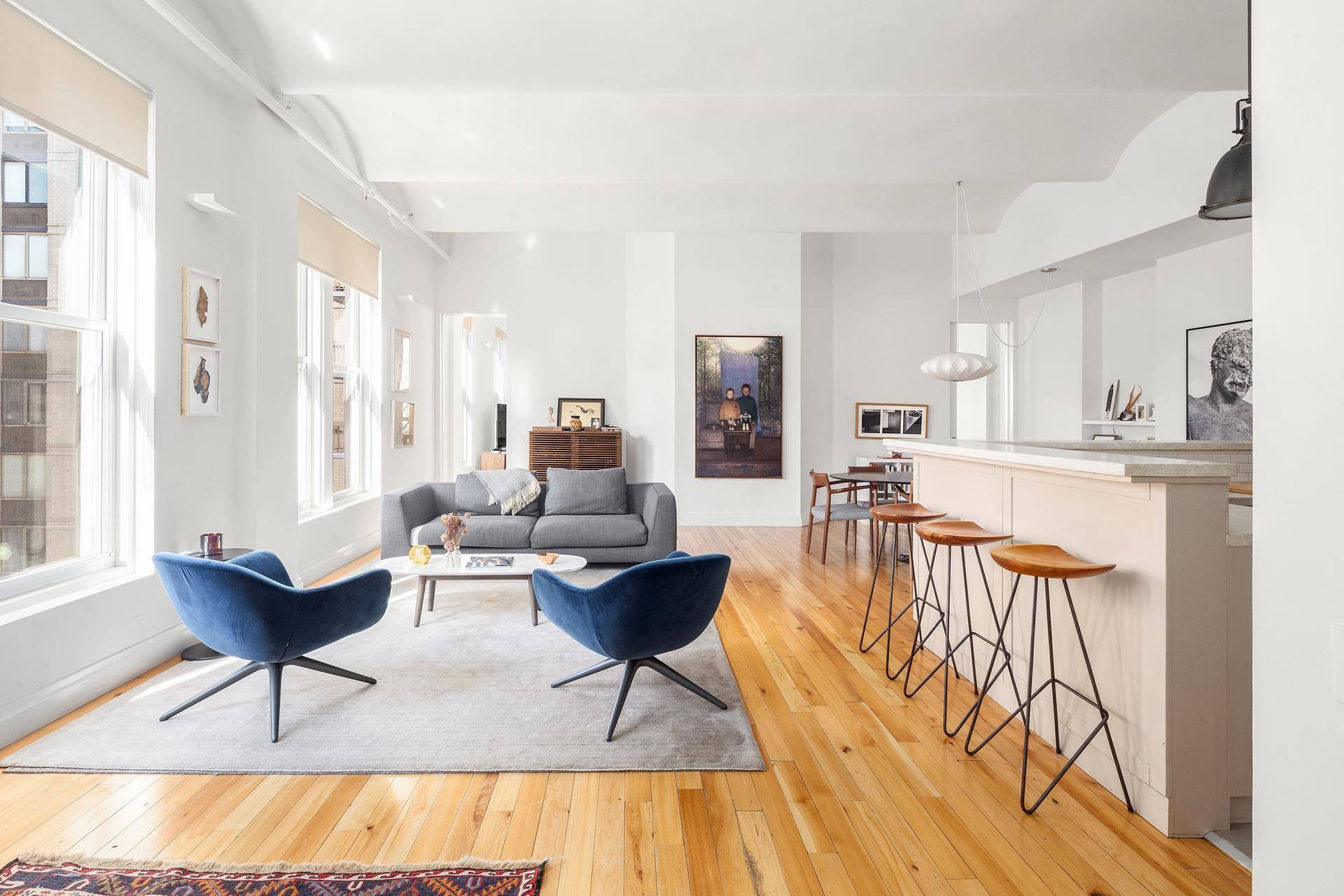 Rarely available this light filled 2000 SF beautiful loft with 11' vaulted ceilings and attractive reclaimed elm floorings is situated on the prettiest tree lined block in the Flat Iron ...