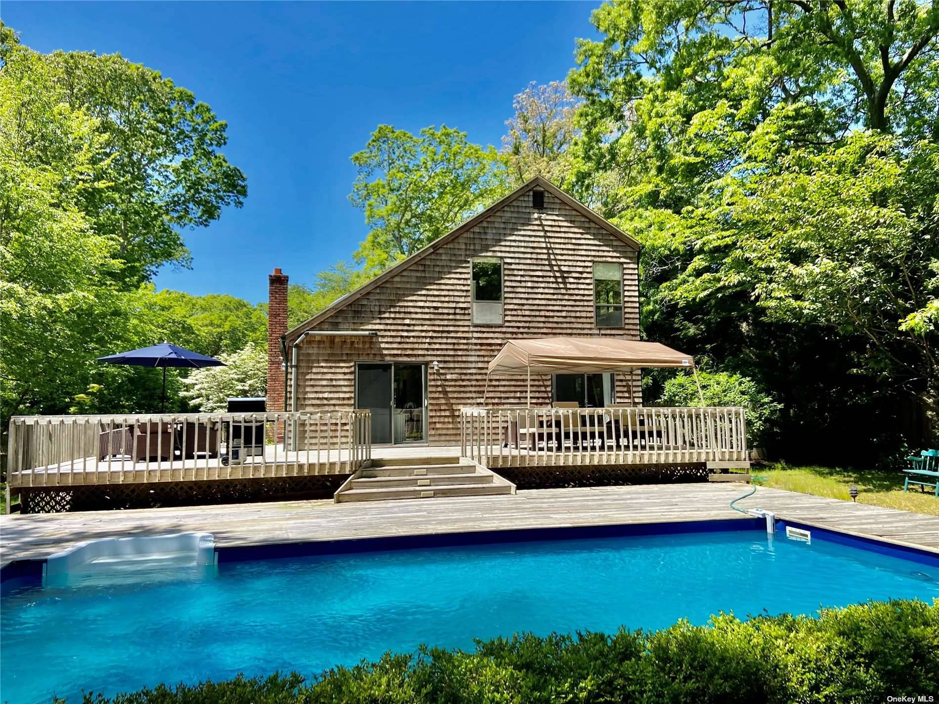 Tucked away saltbox with a pool available to rent June 18, 000, September 4th October 4th 9, 000.