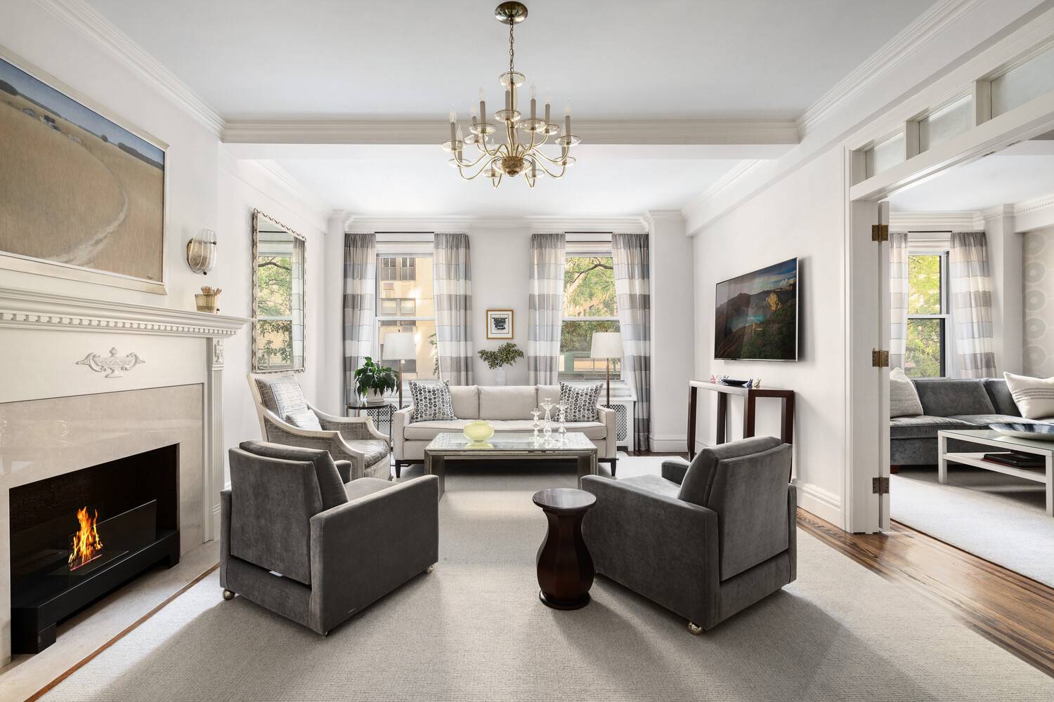 Move in ready, mint condition apartment offering 3 4 bedrooms, 3 bathrooms, grand living room, formal dining room, eat in gourmet chef's kitchen with separate bar.