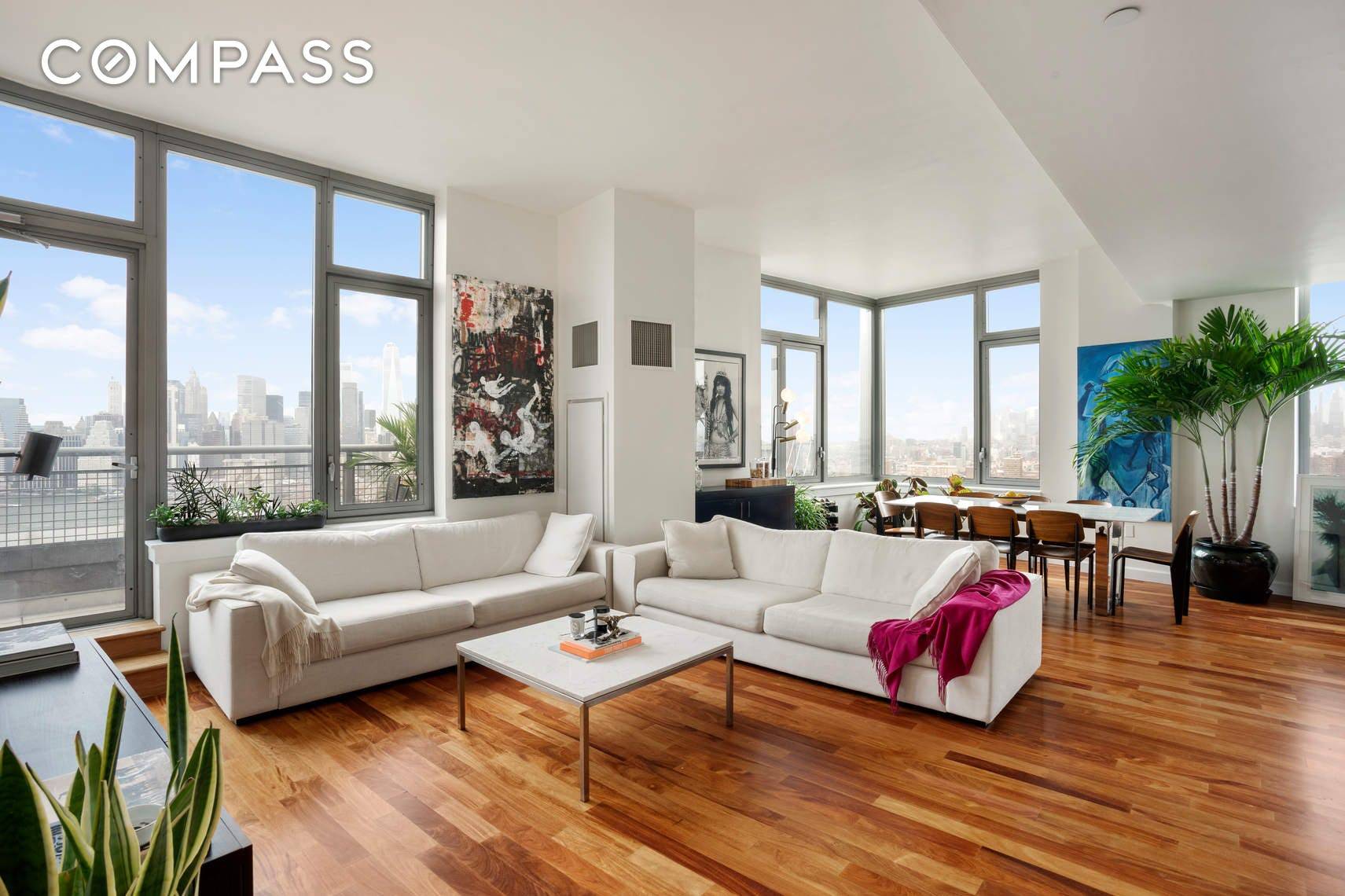 Bright and spacious convertible 2 bedroom 2 bathroom apartment with a private terrace and spectacular NYC skyline views !